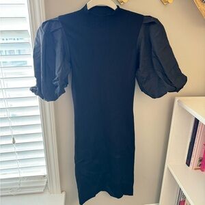 Forever 21 Ribbed Bodycon Puff Sleeve Dress